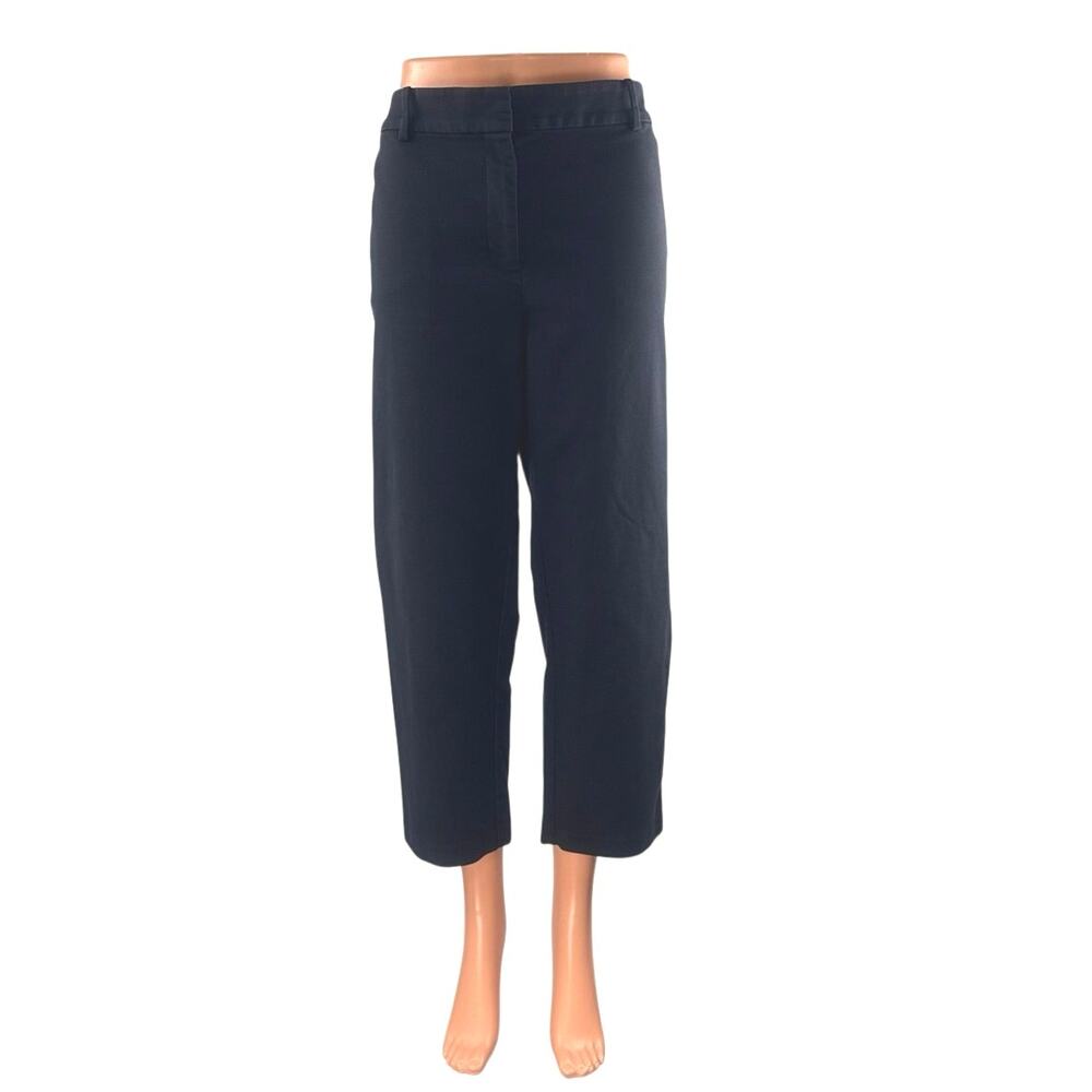 Ann Taylor LOFT The Riviera Slim Black Relaxed Straight Crop Trousers Pants 14